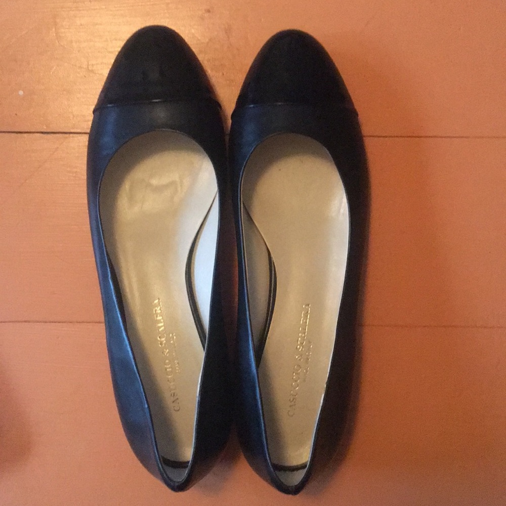 Casuccio & Scalera Black Leather Flats, size 38